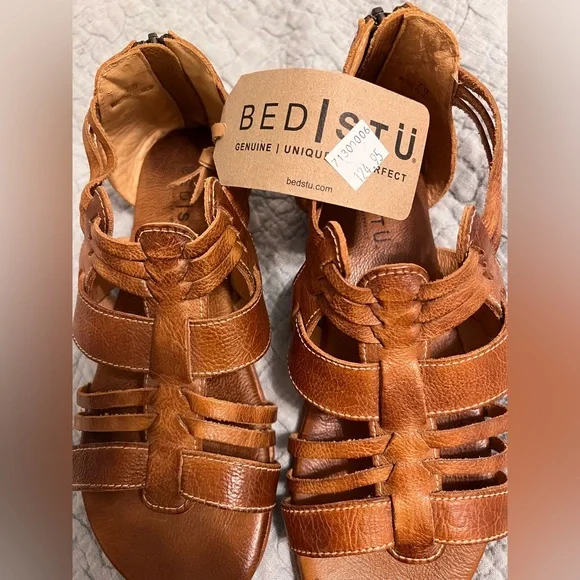 NWT Bed Stu Tan Strappy Leather Sandals - Picture 2 of 8